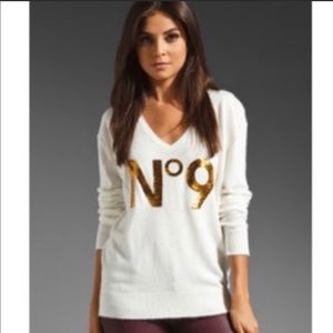 Wildfox No. 9 Sequin V Neck Sweater